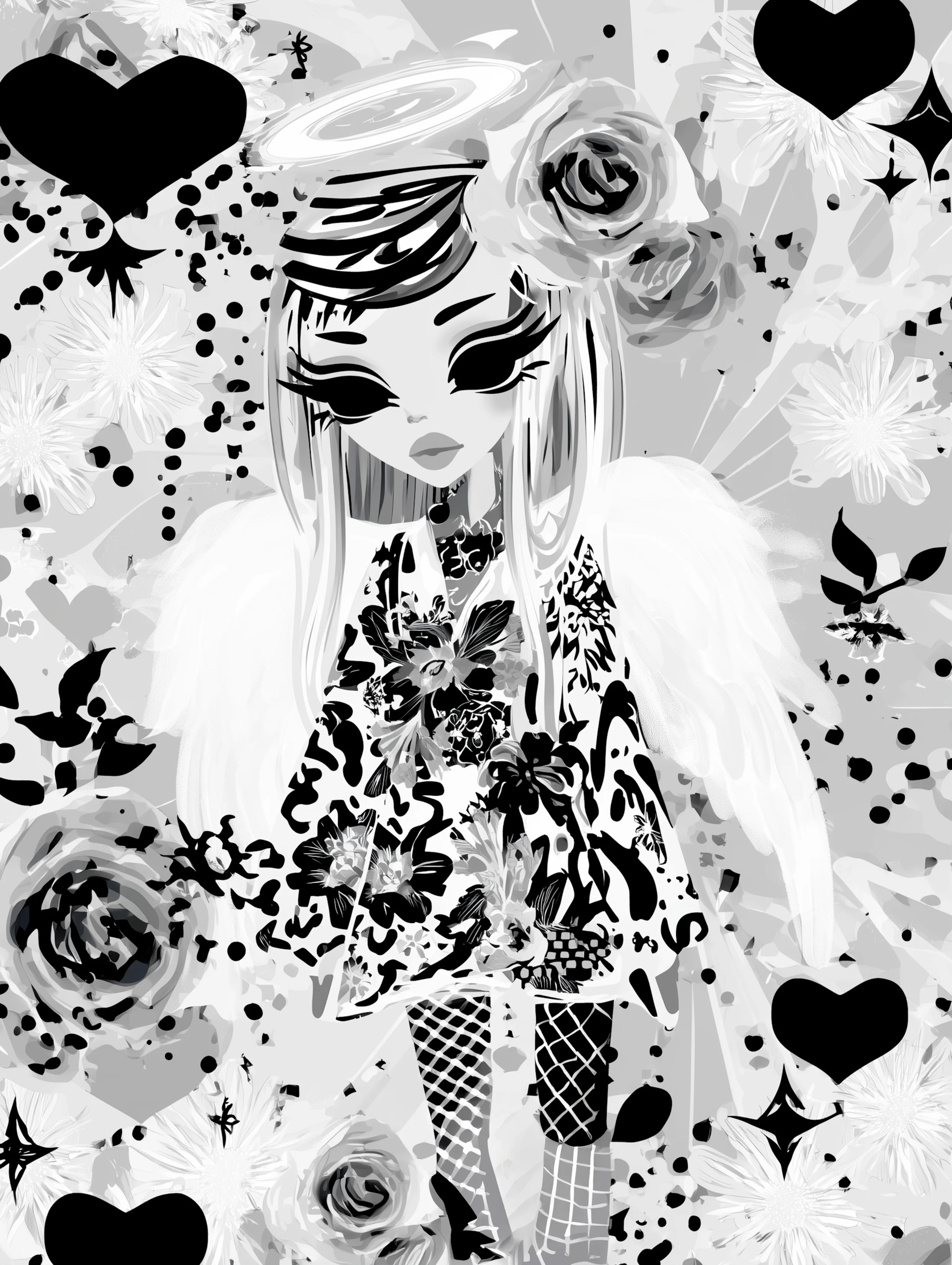 Free printable angel coloring page for adults featuring floating halo angel